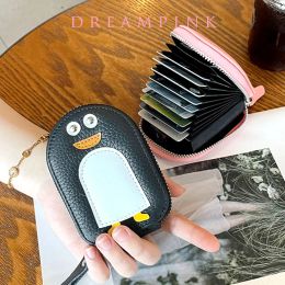 Holders Large Capacity Women Small Wallet Lovely Fancy Zip Organ Cow Leather Card Holder Rfid Cute Mini Cartoon Penguin Girl Coin Purse