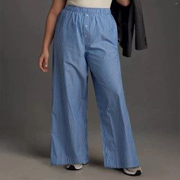 Women's Pants Y2K Vintage Women Girls Striped Plaid Wide Leg Lounge High Waist Print Pyjama Trousers Streetwear