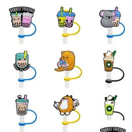 Drinking Sts Boba Milk Tea Soft Rubber Reusable St Topper Accessories Er Charms Splash Proof Dust Plug Decorative Charm Fit 8Mm Picn Ot7Ec