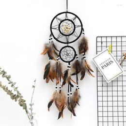 Decorative Figurines Shell Feather Bead Circle Dream Catcher Crafts Handmade Hanging Wall Decor Craft Brown Ornaments Props Round For