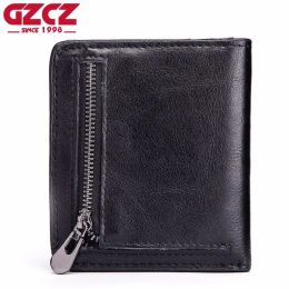 Wallets GZCZ Men Bifold Purse Wallet Man Soft Genuine Leather Walet With Coin Bag Slots Multifunction Zipper Purse Top Quality 2018 New