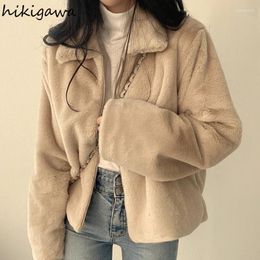 Women's Jackets Vintage Coat For Women Solid Colour Winter Clothing Long Sleeve Casual Outwear Loose Thicked Furry Korean 2024 Ropa Mujer