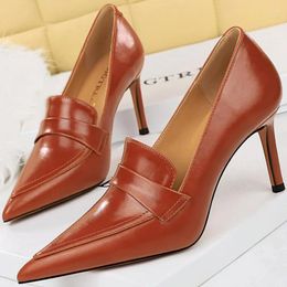 Dress Shoes BIGTREE Designers Original Top Quality Women Pumps Pointed Toe 8CM Thin Heels Shoe Nice Leather Wedding Feminimo