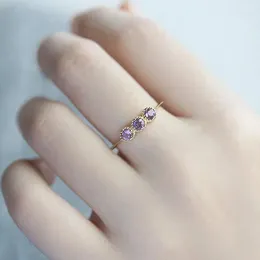 Cluster Rings Designer Craft Silver Inlaid Natural Amethyst Opening Adjustable Ring Elegant Charm Creative Retro Female Jewelry