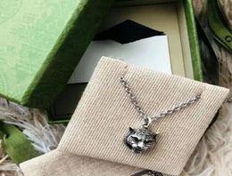 Pendant Necklaces high quality luxury jewelry freeshipping bijoux Tiger Head Necklace Sterling Silver Couple Clacle Chain Valentine's Day Gift4977290