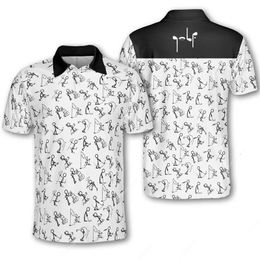 Golf Skull Graphic Shirt Shirt قميص بولو للرجال ملابس Summer Sport Argyle 3D Print Short Sleeve Male Facalt Tee Top 240419