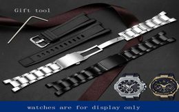 Yopo Stainless Steel Strap Black Silver Bracelet Special Interface for g Shock Gstw300400gb100w120l Silicoen Watch Chain H09154046970