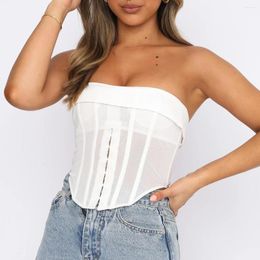 Women's T Shirts See-through Tube Top Short Type Small Mesh