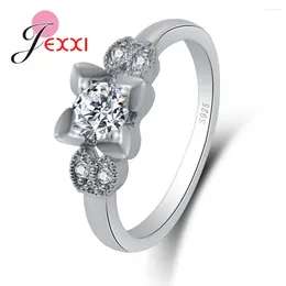 Cluster Rings Big Sale Arrival Great Shinning Round Cubic Zirconia Simple Beautiful Rhinestone 925 Sterling Silver