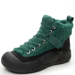Casual Shoes High Top 6CM Platform Sport Women Boots Autumn Winter Causal Lace-up Sneakers Running Warm Walking Genuine Leather