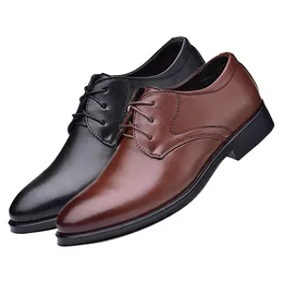 Dress Shoes Men's Leather Business Attire Youth Pointed British Breathable Lace Up High Arch Men Office Shoe