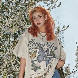 Women's T Shirts Korean Fashion Butterfly Vintage Tshirt Women Harajuku Indie Aesthetic Shirt Summer Clothes Streetwear Oversized