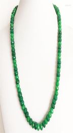 Chains Rare 5 8MM Faceted Green Emerald Jade Necklace Vintage Natural Stone Jewellery Noble Elegant Exquisite Beaded Chain Choker Co8089723