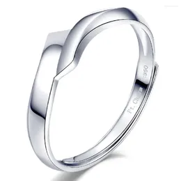 Cluster Rings 1PCS Real Pure Platinum 950 Band Women Lucky Gift Craved Simple Ring 2.4g