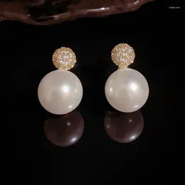 Stud Earrings Vintage Pearl For Women High Quality Copper 14K Gold Plated Zircon Designer Earring Original Wedding Jewellery 2024