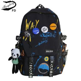 Backpacks Fengdong junior high school backpack with graffiti design middel school bags for boys girls cool backpack large capacity bookbag