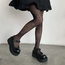 Women Socks Breathable Sexy Girl Star Bow Rhinestone Nightclub Dress Up Diamond JK Tights Female Stockings Body Pantyhose