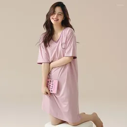 Women's Sleepwear Pyjama Dress Summer 2024 Modal Short Sleeved Pyjamas Loose Large Medium Long Skirt Female Fitting V-neck