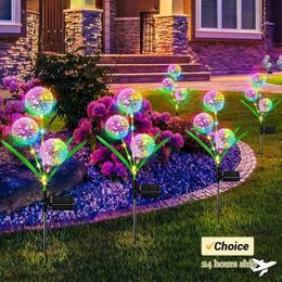 Dandelion Solar Lights Garden Firework LED Flower Lights Waterproof Solar Flower Lighting Yard Lawn Pathway Wedding Decorative 240408