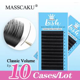 False Eyelashes MASSCAKU 10cases/lot Individual Supplie Volume Faux Mink Lashes Natural Soft Premium Classic Matte Black Eyelash