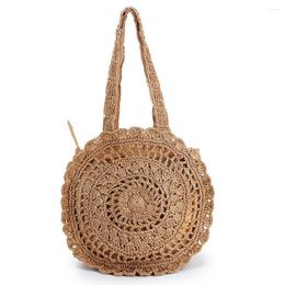 Bag Women Straw Handbag Vacation Out Summer Shoulder Casual Woven Shopping Bohemian Large Tote Crochet Round