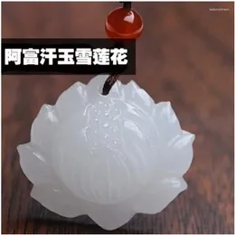 Pendant Necklaces Afghanistan White Jade Lotus Saussurea Involucrata Wholesale Flower W