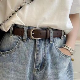 Belts Women's Belt PU Leather Buckle Pin Jeans Black Chic Ladies Vintage Strap Durable Female Waistband