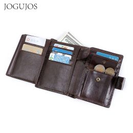 Wallets JOGUJOS RFID Genuine Leather Men Wallets Casual Men's Wallet Male Small Wallet Coin Pocket Cash Purse Driver License Purse