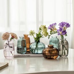Vases Modern Mini Glass Transparent Water Raised Flowers Home Decor Ornaments Living Room Tabletop Art Relief For