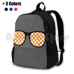 Backpack Orange And White Checkerboard Sunglasses Outdoor Hiking Waterproof Camping Travel Grey Gray