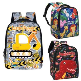 Bags Excavator Digger Dinosaur Animals Print Children School Bags Baby Toddler Backpack Kids Kindergarten Bag Diaper Holder Bookbag