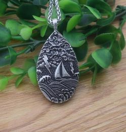 Pendant Necklaces 12pcs Ocean Waves Travel Jewelry Pirate Sailboat Necklace For Nautical AdventurerPendant1617832