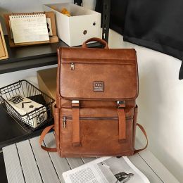 Backpacks Vintage Korean Women Men Leather Backpack Casual Male Travel Backpack High Quality Laptop Backpack Student School Bags For Boys