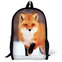 Bags 16inch Kids Backpack Cute Animal 3d Fox Pattern for Age 615 Years Old Boys Girls Children School Bags Student Bookbag Book Bag