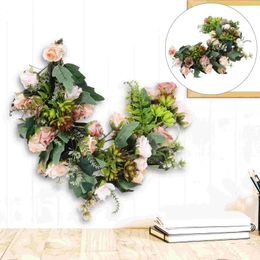 Decorative Flowers Half Moon Shape Garland Wreath Vintage Simulation Rose For Decor