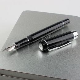 Pens Jinhao 100 Resin Fountain Pen Black Fine Nib 0.5mm with silver Clip Converter Writing Business Office Gift Ink Pen