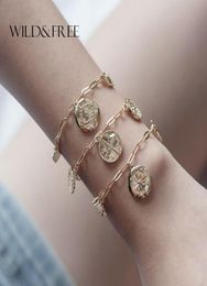 Wild Star Coin Pendant Link Bracelets Bangles Women Gold Metallic Punk Chain Charms Bracelets Party Jewelry Gifts7604876