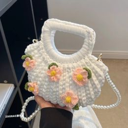 Bags Handmade Woven Bag Crochet Handbag Hand Knitted Hand Bag Homemade DIY Material Bag