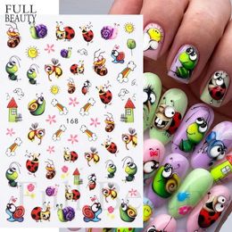 Cartoon Ant Ladybug Nail Stickers 3D Decals Cute Kawaii Art Decoration Mushroom Ice Cream Cake Sliders for Summer Manicure 240418