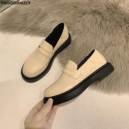 Casual Shoes Platform Slip On For Women Oxford Leather Barefoot Loafers Korean Fashion Zapatos Mujer