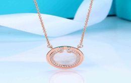 Original New large double T round pendant necklace for women with white fritillaria carnelith inlaid with round clavicle G2202239655936