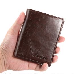 Wallets Vintage Genuine Leather Travel Wallet for Men Vertical Card Holder RFID Blocking Money Bag Purse Man