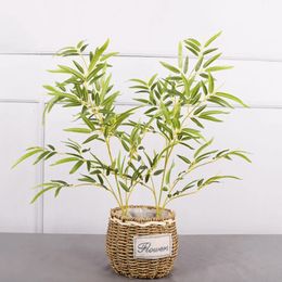 Wholesale 90cm Large Artificial Bamboo Leaves Fake Branches Simulated Green Plants for Home Garden Office Decoration 240407
