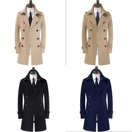 Men's Trench Coats Thin Mens Beige Spring Autumn Man Double Breasted Coat Men Clothes Slim Overcoat Long Sleeve Designer S - 284w