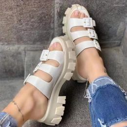 Slippers Five Colours Thick Sole Women Open Toe Roman Sandalias Lady Casual Beach Slides Summer Platform Comfort Buckle Shoes