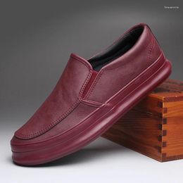 Casual Shoes 2024 Men Leather Spring Autumn Simple Style Loafers Fashion Man Slip On Cool Flat 8833