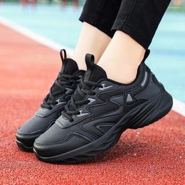 Casual Shoes PU Leather Winter Sports For Women Waterproof Sneakers Outdoor Shoe Students Black Size41