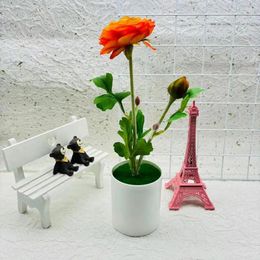 Decorative Flowers Colorful Simulated Plants Artificial Potted Flower For Home Decor Bonsai Ornaments Room Bedroom Garden Easy