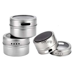 Jar Magnetic Stainless Steel Rotation Visible Salt Pepper Seasoning Bottle Outdoor Barbecue Spice Jars Kitchen Tools Th0950 s