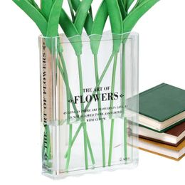 Book Vase For Flowers Transparent Glass Vases Decorative Hydroponic Plant Vase Creative For The Wall Glass Fridge And Windows 240415